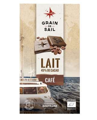 Tablette de chocolat au lait et café BIO, Grain de sail (100 g)