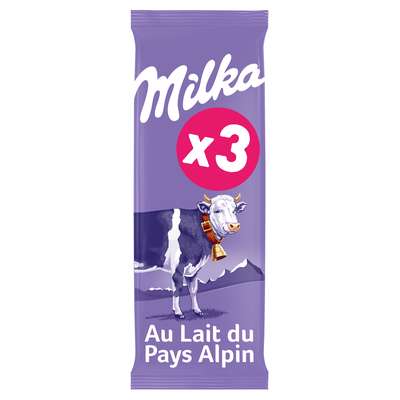Chocolat au lait, Milka (3 x 100 g) (LOT DE 2, 6 TABLETTES)