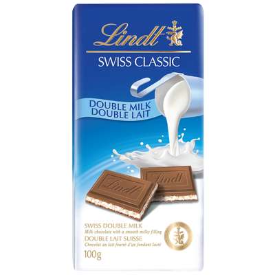 Tablette de chocolat maître chocolatier double lait LOT DE 2, Lindt (2 x 100 g)