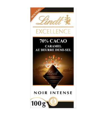 Excellence chocolat noir caramel beurre demi-sel, Lindt   (100 g)