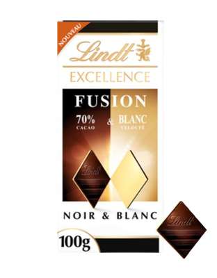 Chocolat excellence fusion noir 70% cacao et blanc velouté, Lindt (100 g)