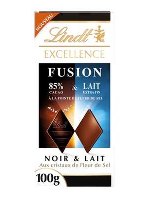 Chocolat excellence fusion noir 85% fleur de sel et lait, Lindt (100 g)