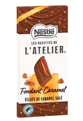 Chocolat au lait fondant caramel éclats de caramel salé, Les Recettes de l'Atelier  (130 g)