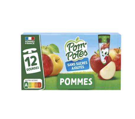 Gourdes pomme sans sucres ajoutés, Pom'Potes  (12 x 90 g)