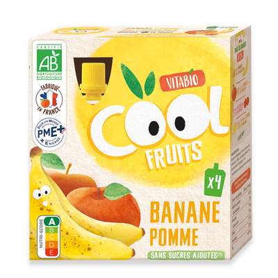 Gourdes Cool Fruits - Banane Pomme de Provence Acérola BIO, Vitabio (4 x 90 g)