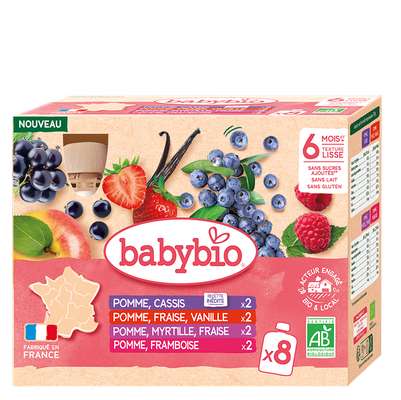 Gourdes fruits rouges BIO, Babybio (8 x 90 g)
