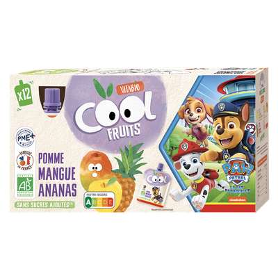 Gourdes Cool Fruits - La Pat' Patrouille Pomme Mangue Ananas BIO, Vitabio (12 x 90 g)