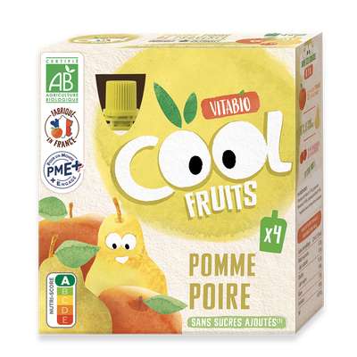 Gourdes Cool Fruits - Pomme poire de Provence acérola BIO, Vitabio (4 x 90 g)
