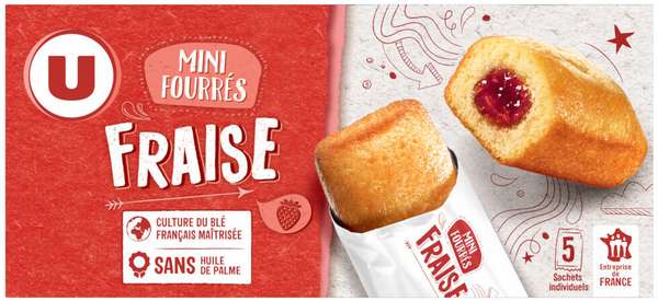 Mini fourrés fraise, U  (5 x 30 g)