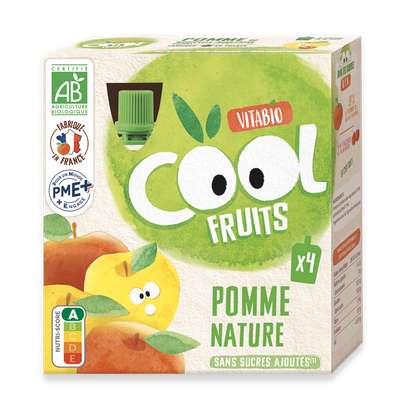Gourdes Cool Fruits - Pomme de Nouvelle-Aquitaine Acérola BIO, Vitabio (4 x 90 g)