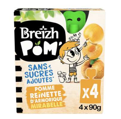 Gourdes pomme reinette et mirabelle, Breizh  (4 x 90 g)