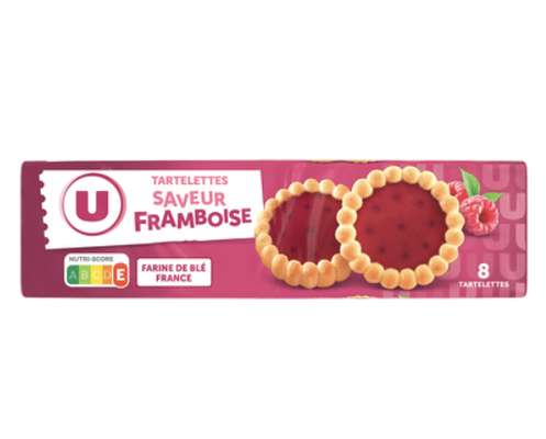 Tartelettes rondes saveur framboise, U (8 x 150 g)