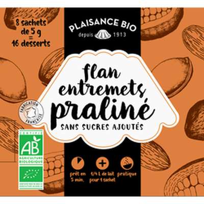 Préparation pour Flan Entremets praliné sans sucres ajoutés BIO, Plaisance BIO (40 g)