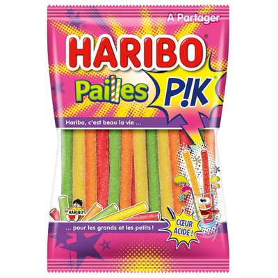 Bonbons paille pik cœur acide, Haribo (180 g)