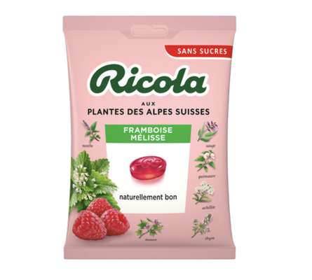 Bonbons sans sucres aux plantes framboise et mélisse, Ricola (70 g)