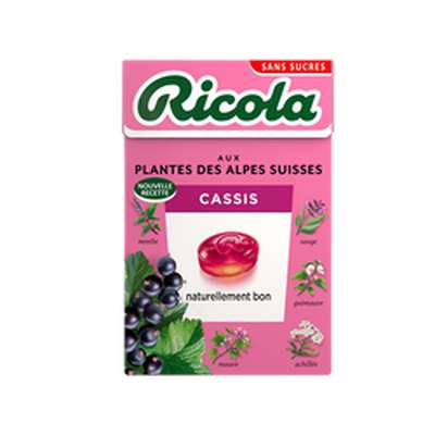 Bonbons cassis sans sucres avec stévia, Ricola (50 g)