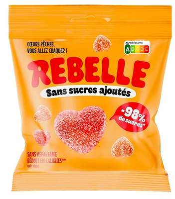 Bonbons coeurs pêche, Rebelle (50 g)