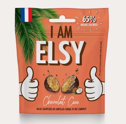 Billes soufflées de lentilles enrobées de chocolat au lait et noix de coco, Elsy (30 g)
