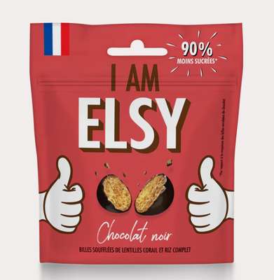 Billes soufflées de lentilles enrobées de chocolat noir et sel de Guérande, Elsy (30 g)