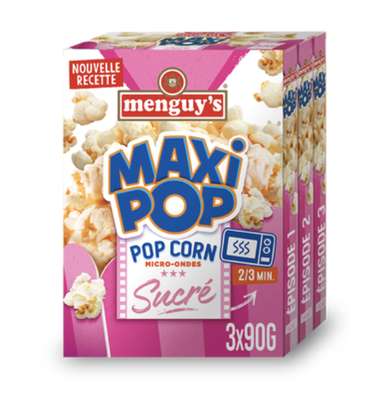 Maxi pop corn micro-ondes sucré, Menguy's (x 3, 270 g)