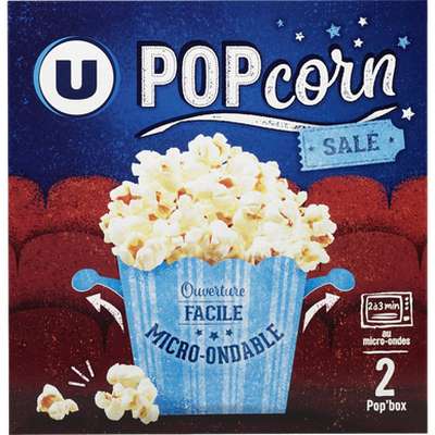 Popcorn salé micro ondable, U (2 x 90 g)