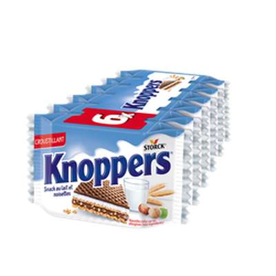Gaufrettes fourrées au lait et au noisettes, Knoppers (6 x 25 g)