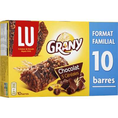 Barre de céréales Grany au chocolat, Lu (x 10, 208 g)