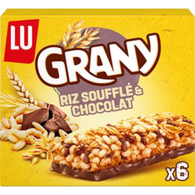 Barres grany riz soufflé et chocolat, Lu (x 6, 125 g)