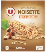 Barre de céréales noisettes, U (x 6)
