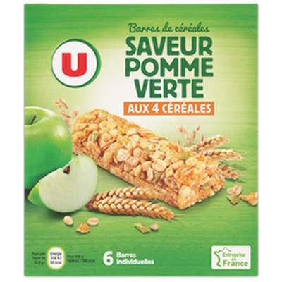 Barre de céréales pomme verte, U (X 6)