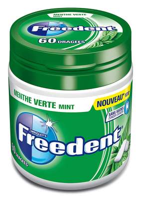 Chewing-gum dragée menthe verte sans sucre, Freedent (x 46)