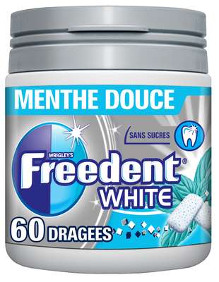 Chewing-gum Menthe Douce sans sucre, Freedent White (60 dragées)