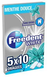Chewing-gum dragée Menthe douce sans sucre, Freedent (5 étuis de 10 dragées)