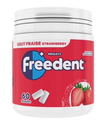 Chewing-gum sans sucres goût fraise, Freedent (84 g)