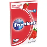 Chewing-gum sans sucre goût fraise,  Freedent  (5 x 10 dragées)