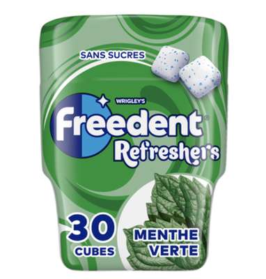 Chewing-gum sans sucres menthe verte & menthol, Freedent (67 g)