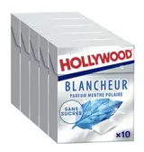 Chewing-gums blancheur menthe polaire sans sucres, Hollywood (5 x 10)