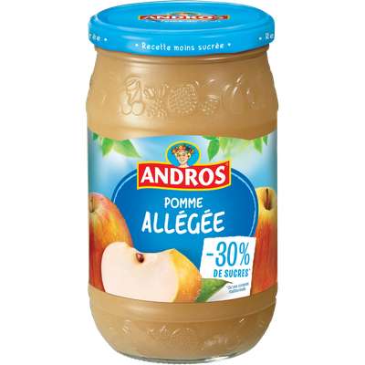 Compote pomme allégée en sucre, Andros (730 g)