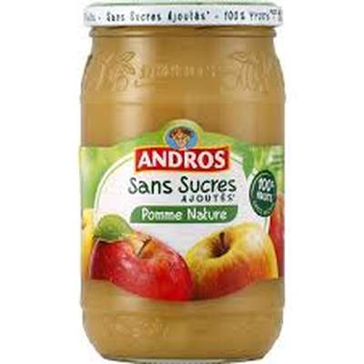 Compote pomme nature sans sucres ajoutés, Andros (730 g)