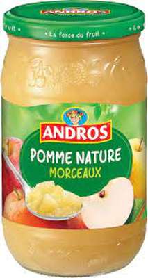 Compote pomme nature en morceaux, Andros (740 g)