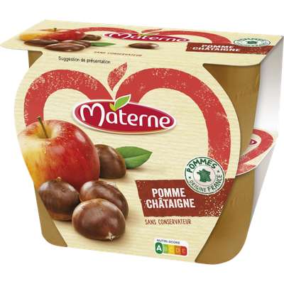 Compote pomme châtaigne sans conservateur, Materne (4 x 100 g)