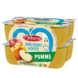 Compote pomme nature sans sucres ajoutés, Materne (12 x 100 g)