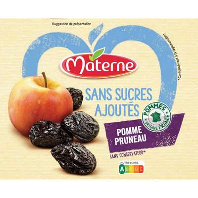 Compote pomme pruneau sans sucres ajoutés, Materne (4 x 100 g)