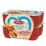 Compotes 4 parfum sans sucres ajoutés, Materne (12 x 100 g)