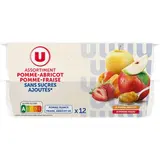 Compote assortiment pomme abricot et pomme fraise sans sucres ajoutés, U (12 x 100 g)