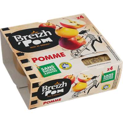 Compote pomme nature, Breizh'Pom (4 x 100 g)