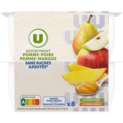 Coupelles de fruits 4 pommes poires 4 pommes mangues, U (8 x 100 g)