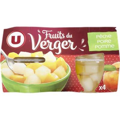 Coupelles fruits du verger à la poires, pêches et pommes, U (x 4, 260 g)