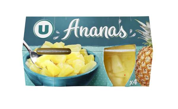 Coupelle de fruits à l'ananas, U (x 4, 260 g)