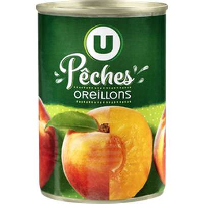 Oreillons de pêches au sirop, U (230 g)